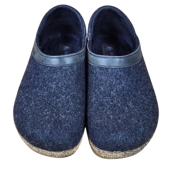 Haflinger Pure Wool Grizzly Slipper Clog Blue Womens Size 38- US-7 Slip Ons GUC - Picture 1 of 13